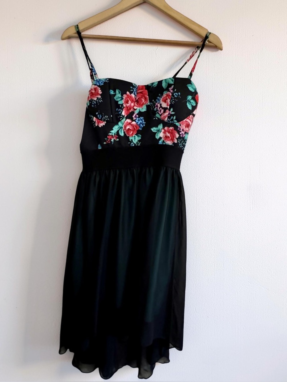 VINTAGE Wet Seal,NWT dead stock Floral Bustier High-Low Dress dark floral beauty
